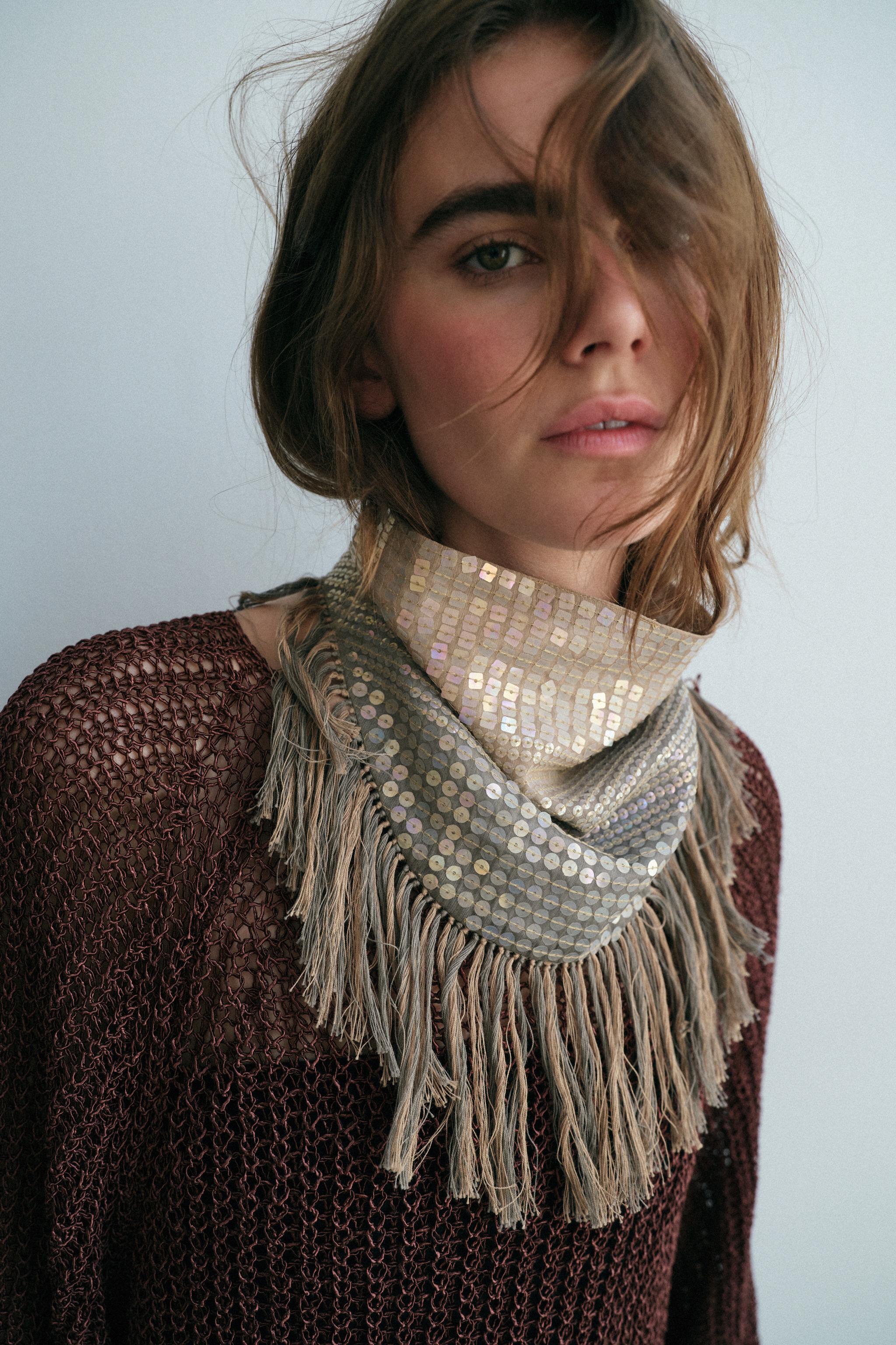 SEQUINED FRINGE SCARF